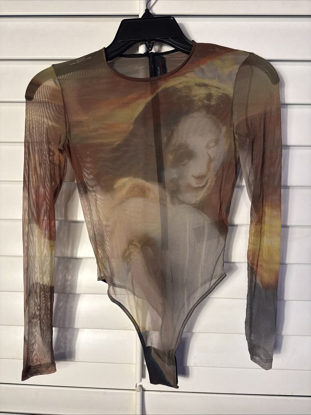 Mugler x Ambera Wellmann Printed Mesh Bodysuit FR 34 US 0
